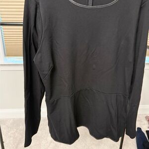 Ann Taylor Elegant Black Blouse with Black Pleather Detailing